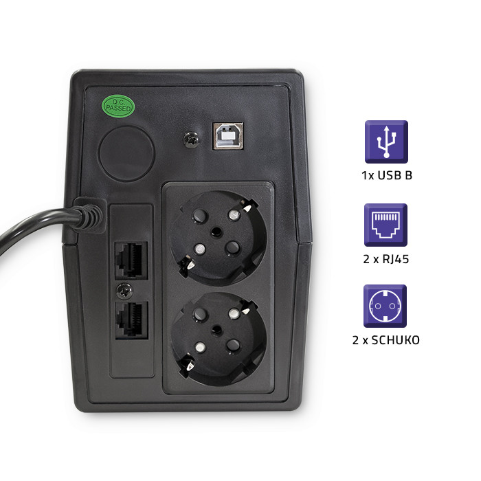 Avbrottsfri Strömförsörjning UPS  - 360W - LCD - USB - RJ45 -  Qoltec - 6