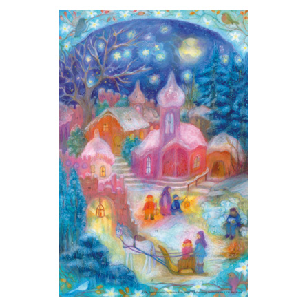 Barnens jul - Adventskalender med luckor med motiv av  Angela Koconda 47 x 31 cm