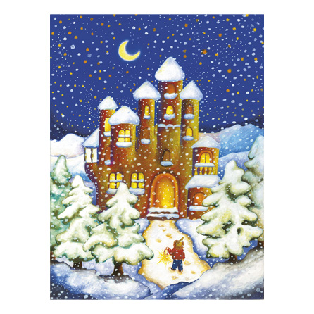 Juleslott - Adventskalender med luckor med motiv av Effi Spalinger 47 x 31 cm