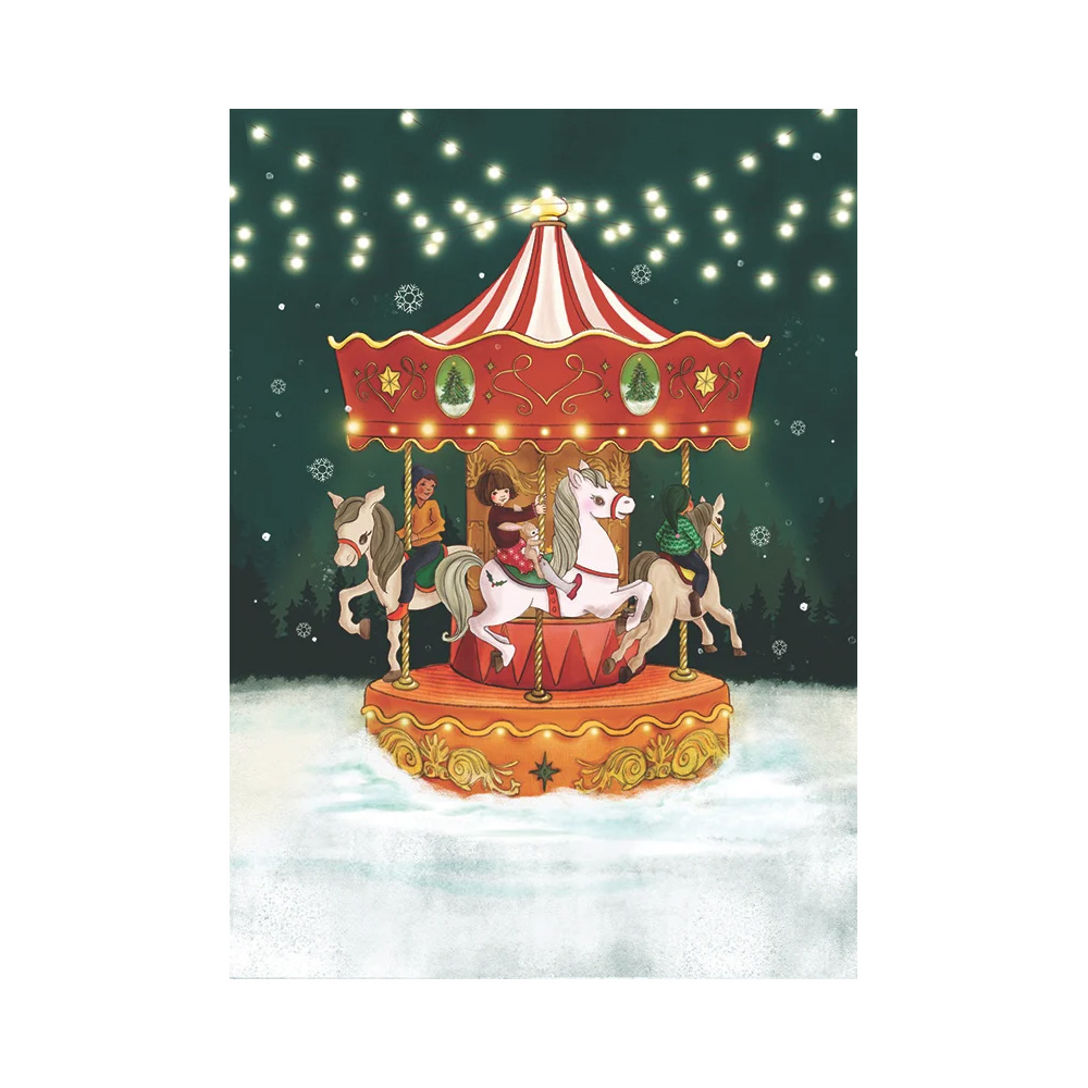Christmas Carousel , Postcard, - Vykort från Belle & Boo