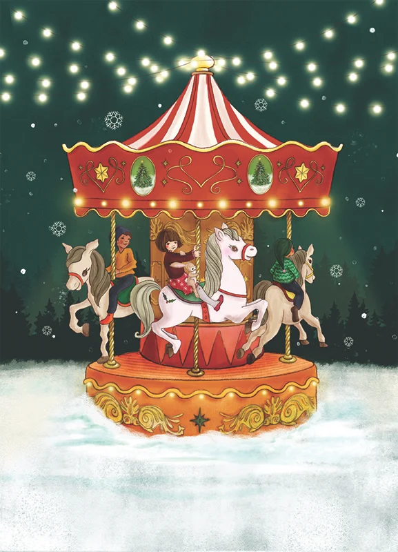Christmas Carousel , Postcard, - Vykort från Belle & Boo - 2