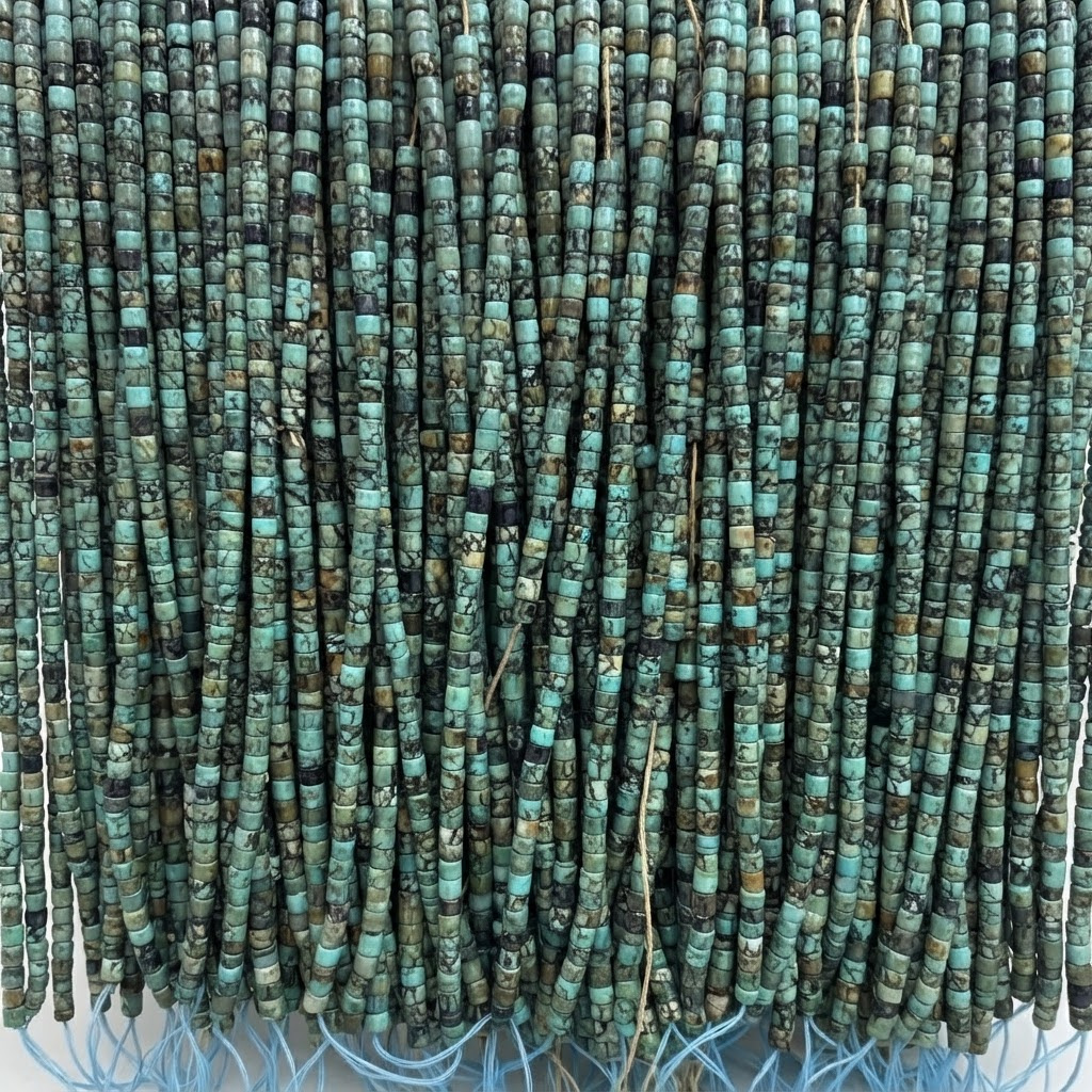 Afrikansk Turkos Heishi 4x2 mm ädelsten