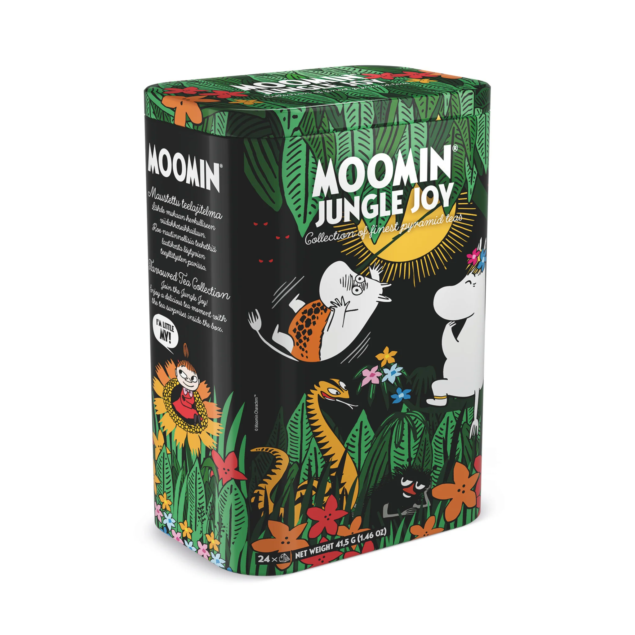 Moomin Tea Jungle Joy Tin – 24 Pyramid Tea Bags, 12 Flavours