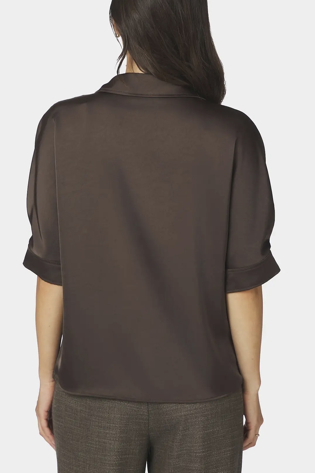 Neo Noir &nbsp;- Carm  Heavy Satin Shirt Dark Brown - 3
