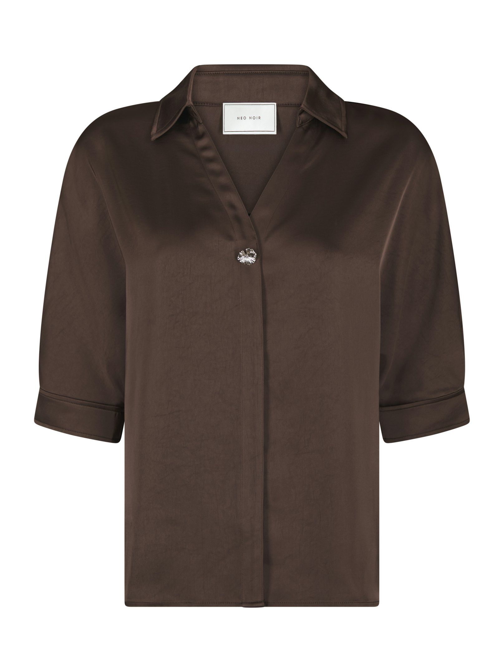 Neo Noir &nbsp;- Carm  Heavy Satin Shirt Dark Brown - 6