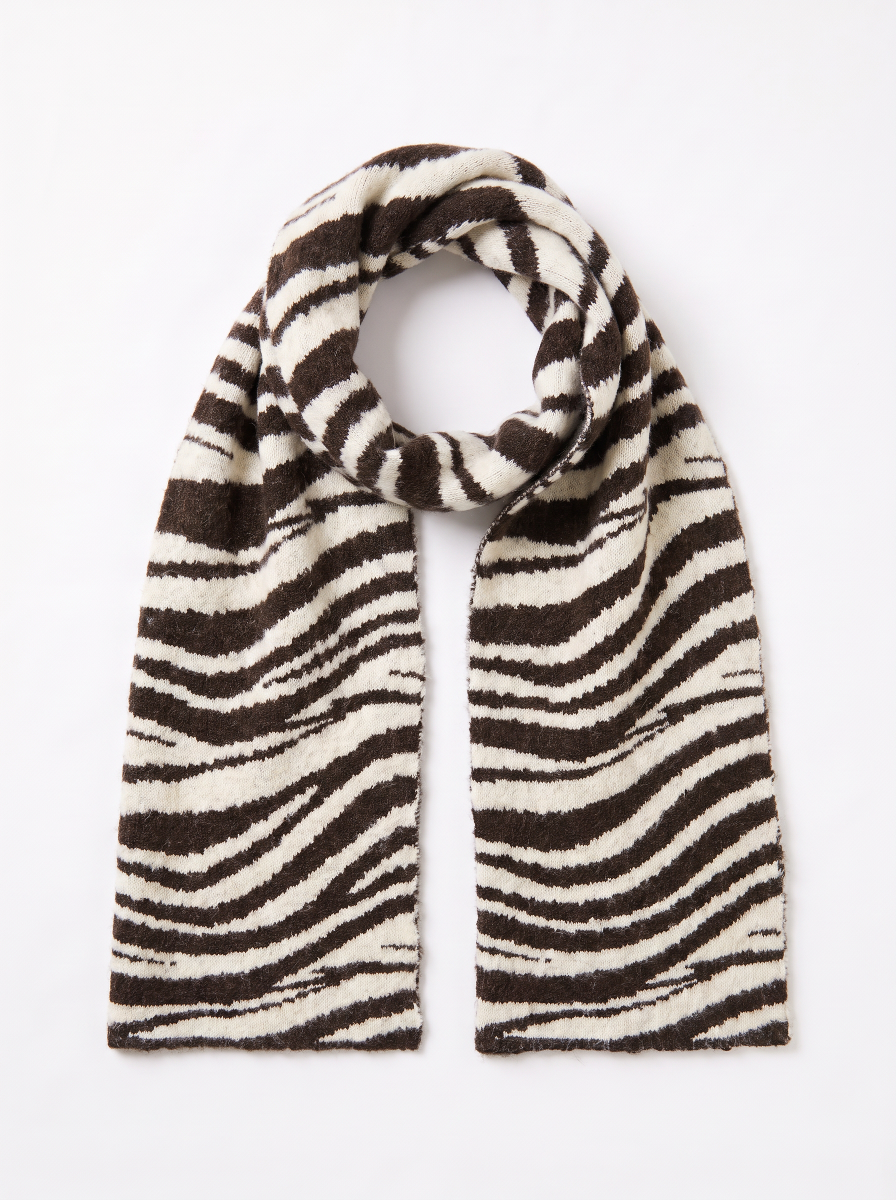 Stickad Halsduk Zebra Brun