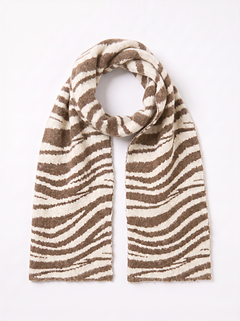 Stickad Halsduk Zebra Beige