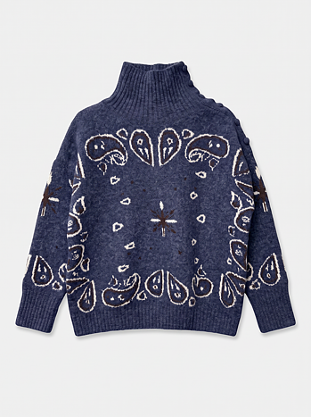 Stickad Tröja Paisley Blå