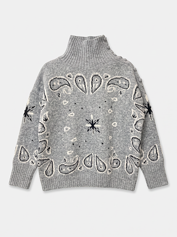 Stickad Tröja Paisley Grå