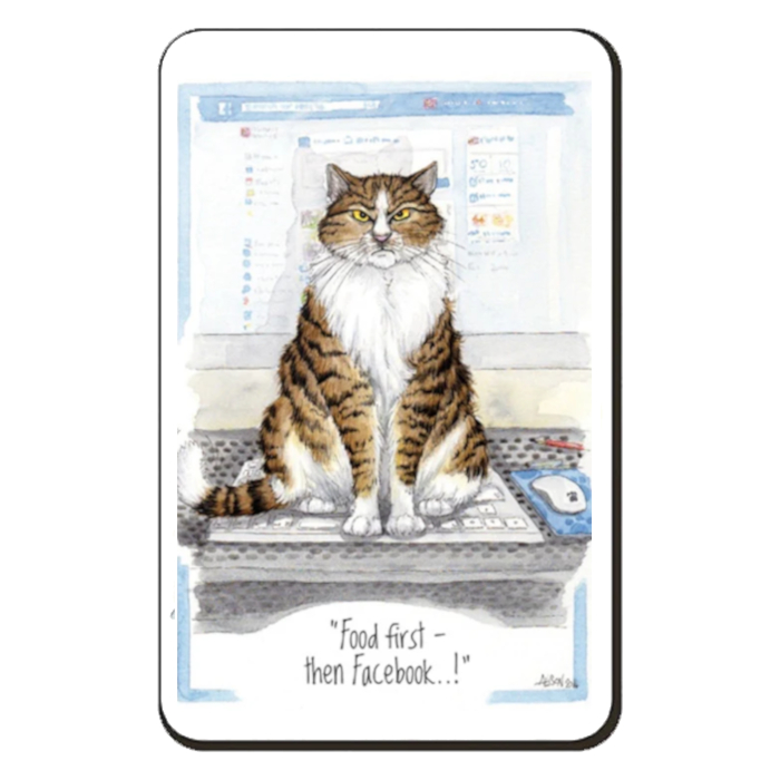 Kylskåpsmagnet Alisons Animals Kattmotiv Food First Then Facebook