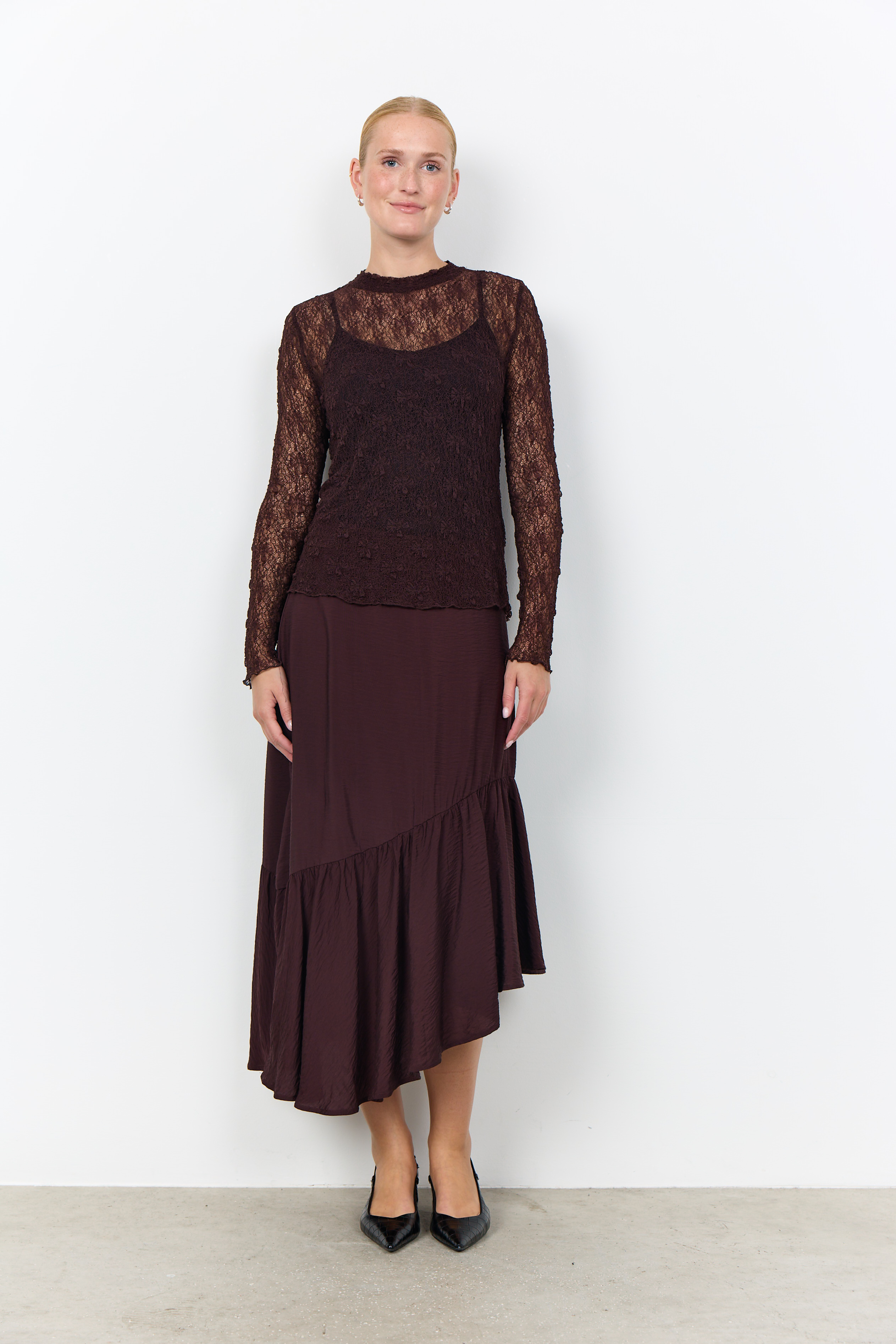 SC-JABINA 1 Blouse Långärmad  Brun Top