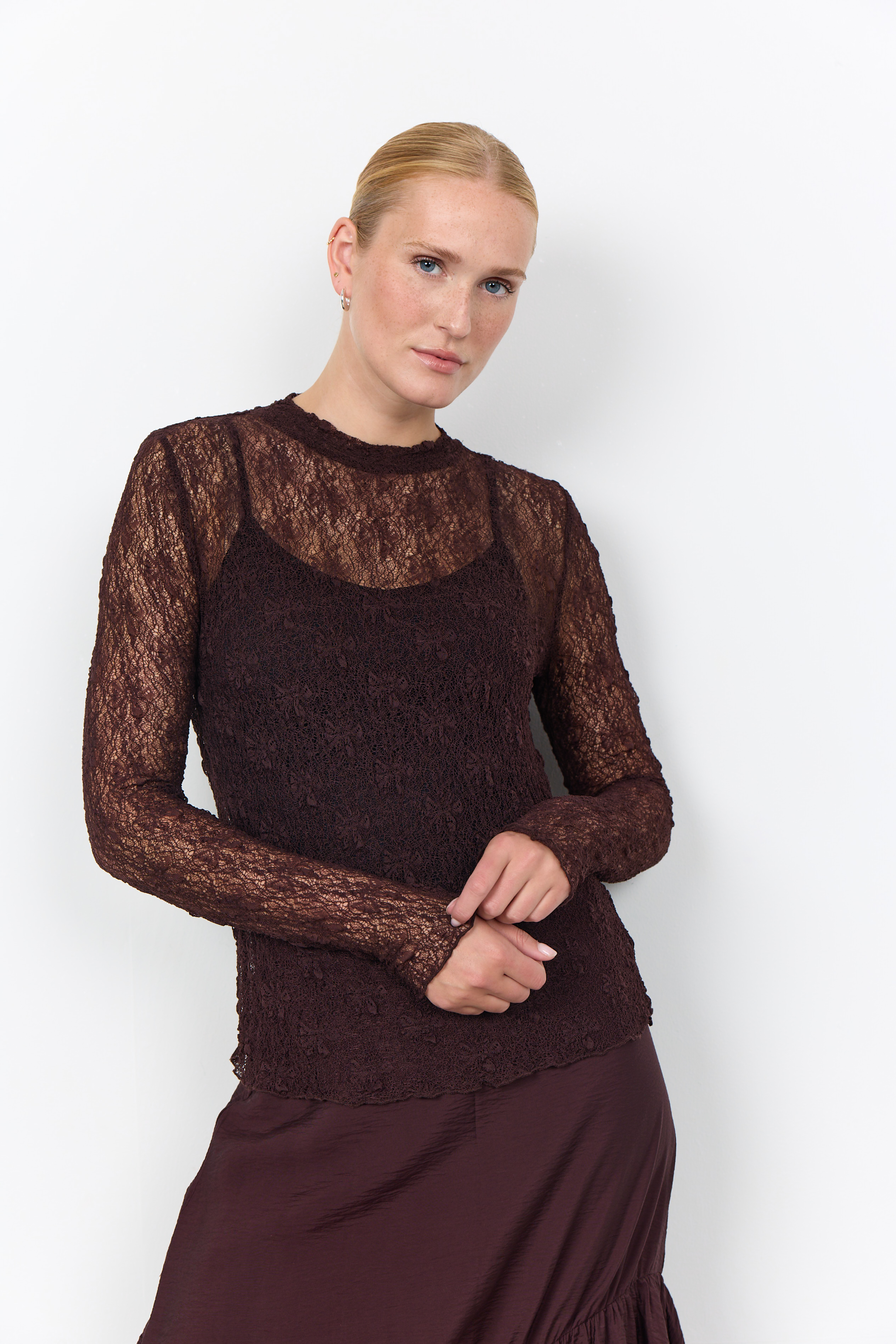 SC-JABINA 1 Blouse Långärmad  Brun Top