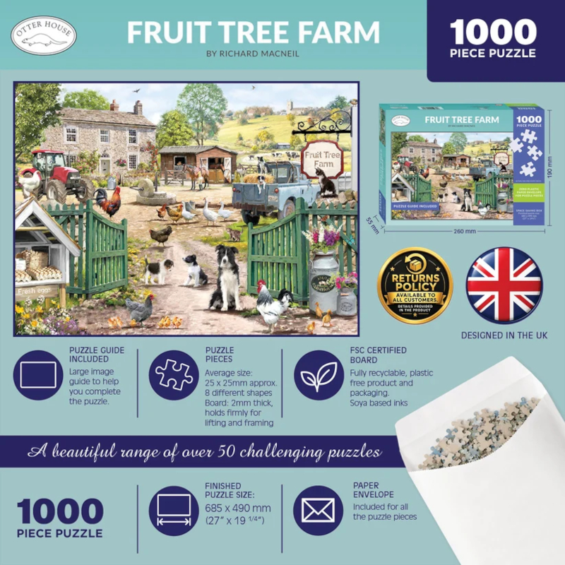 Pussel Otter House Bondgårdsmotiv Fruit Tree Farm 1000 Bitar - 3