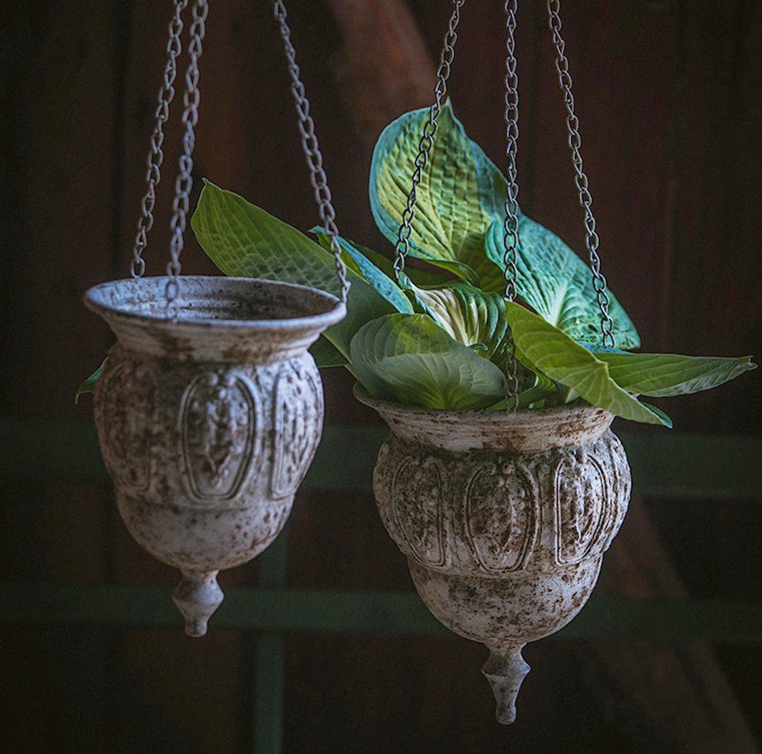 Ampel antikbehandlad plåt blomampel shabby chic lantlig stil - 2