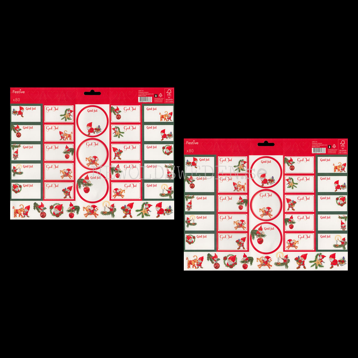 Juladresslapp & Stickers 80 stycken - Charlotta Carlqvist- LO