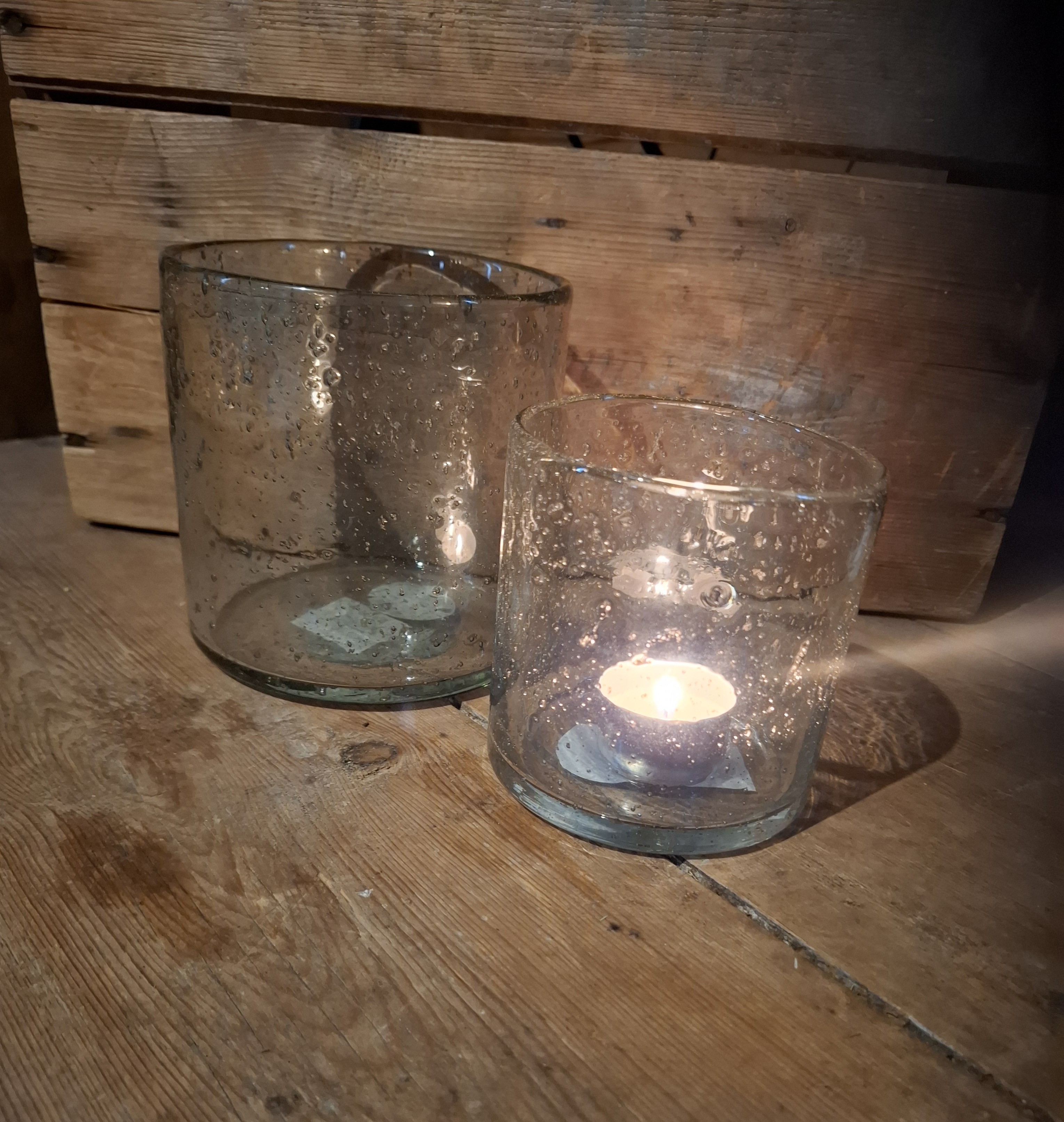 Ljuslykta i bubbligt glas -liten