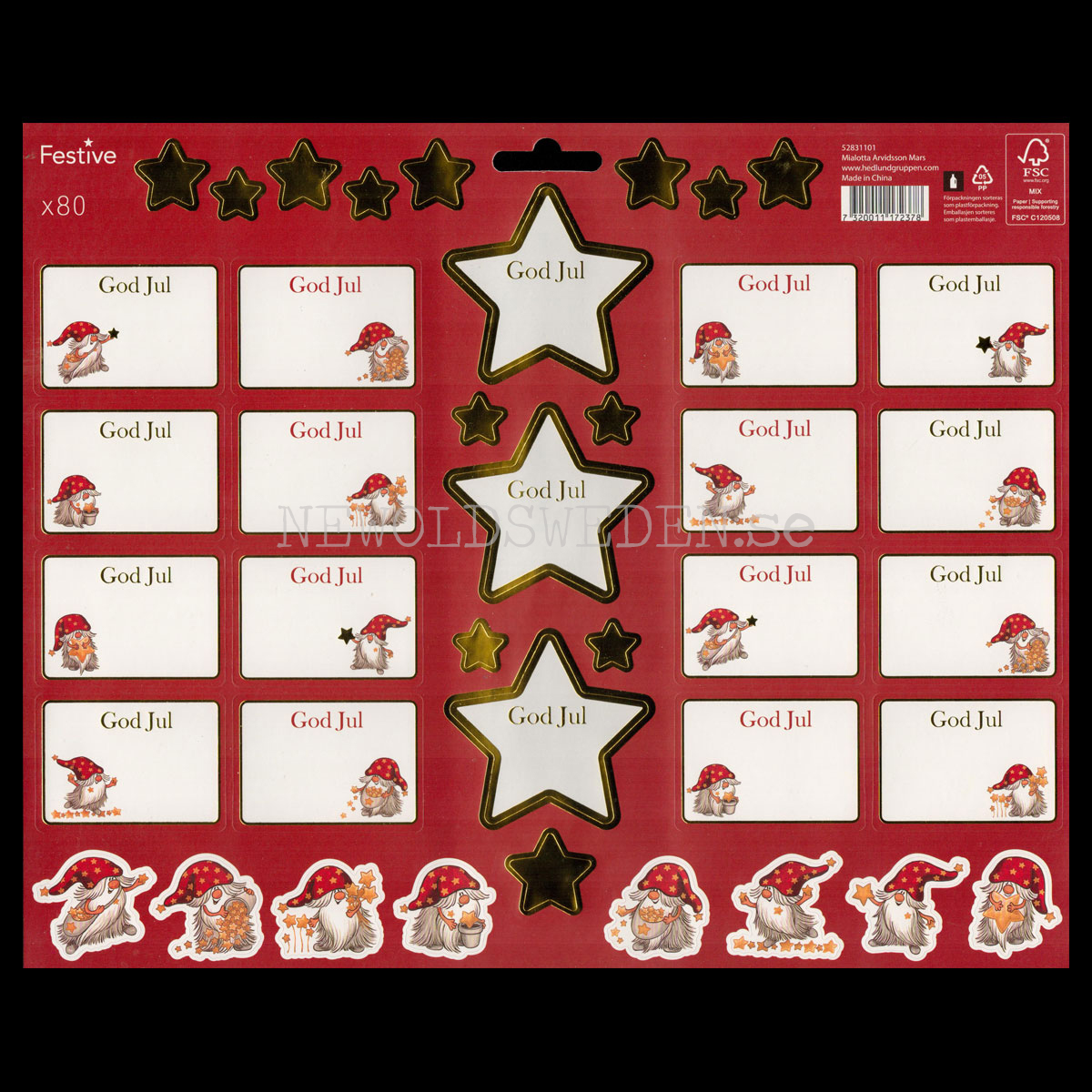 Juladresslapp & Stickers 80 stycken - Mialotta Arvidsson Mars- LO - 5