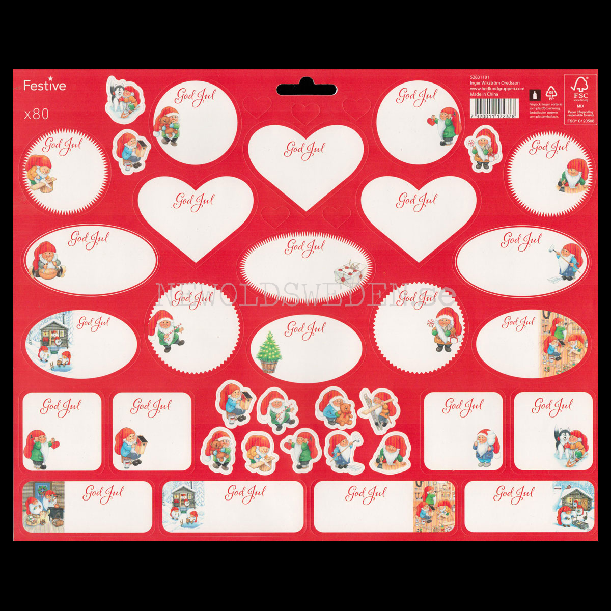 Juladresslapp & Stickers 80 stycken - Inger Wikström Oredsson - LO - 5