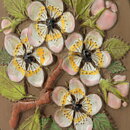 Aimo Nietosvuori (1970s) Rectangular Wall Plaque with Wild Apple Flower Motif 18 cm