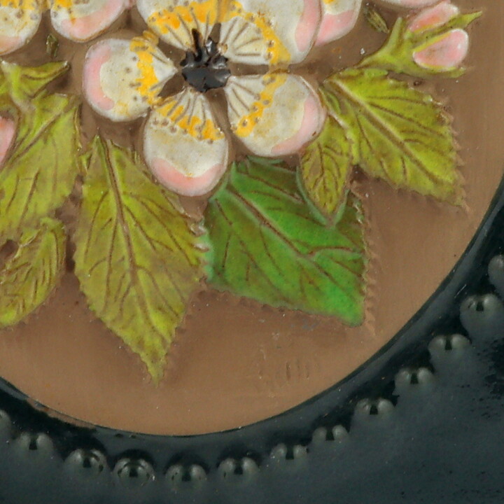 Aimo Nietosvuori (1970s) Rectangular Wall Plaque with Wild Apple Flower Motif 18 cm