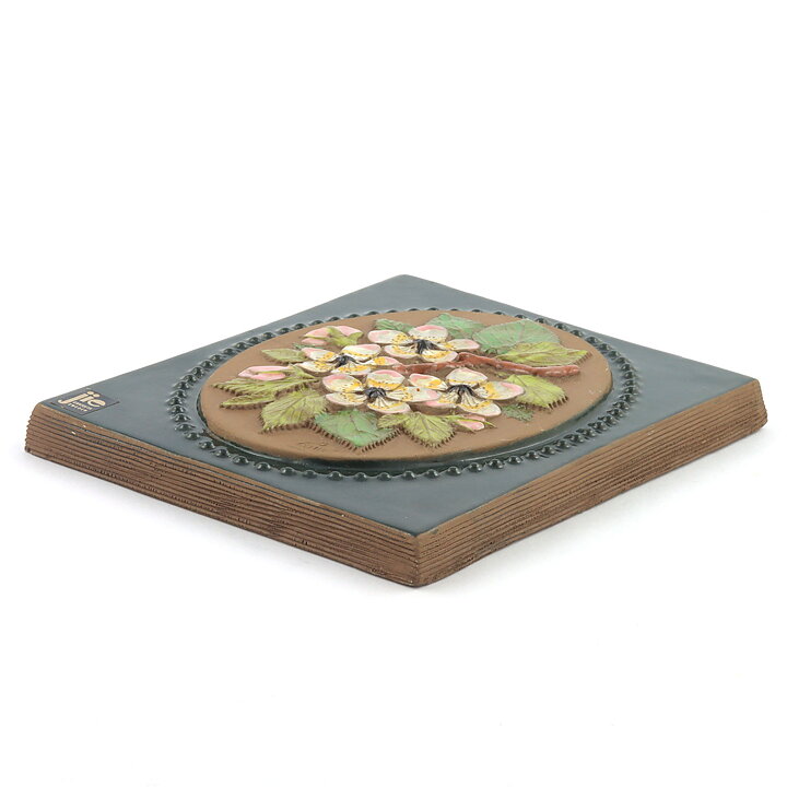 Aimo Nietosvuori (1970s) Rectangular Wall Plaque with Wild Apple Flower Motif 18 cm