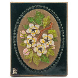 Aimo Nietosvuori (1970s) Rectangular Wall Plaque with Wild Apple Flower Motif 18 cm