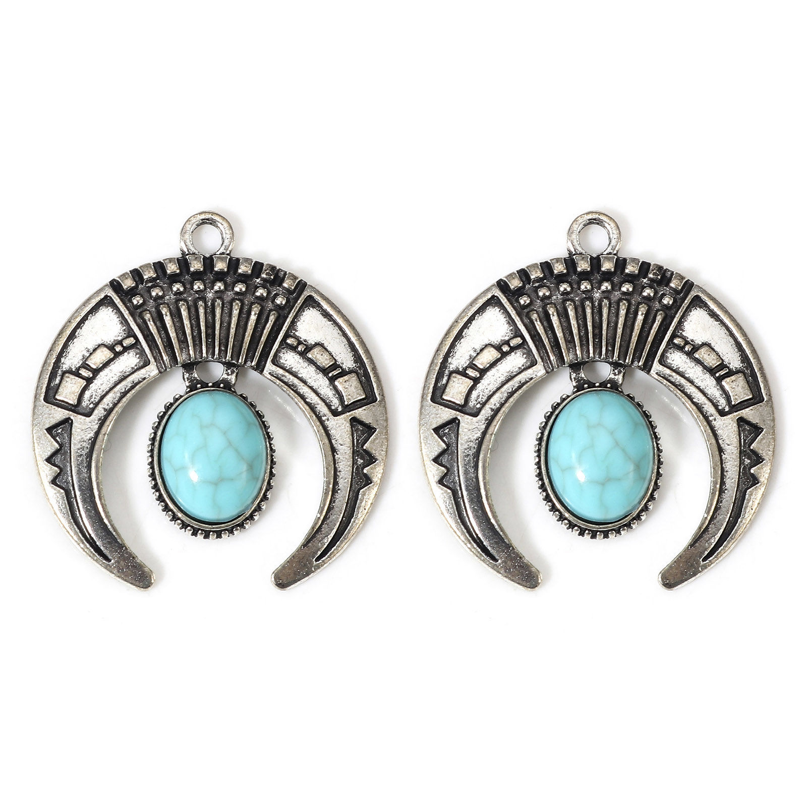 Berlock - Boho Måne Silver, turkos