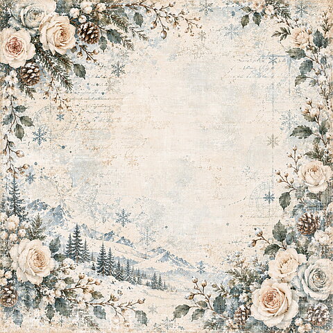 Papper Scrapbooking  Reprint -Winter Adventure  - Winter flower-  12x12 (30,5 x 30,5 cm)