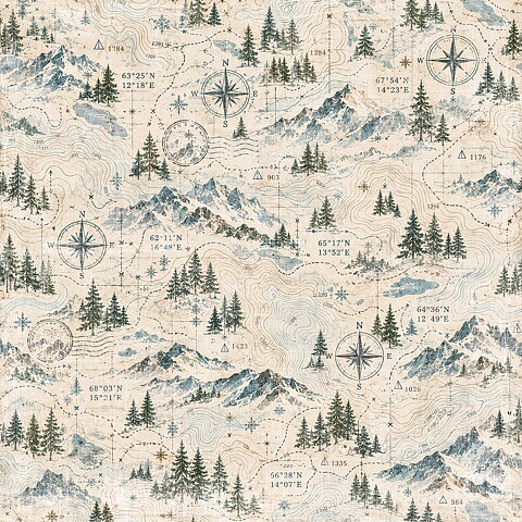 Papper Scrapbooking  Reprint -Winter Adventure  - Mountain 1 2x12 (30,5 x 30,5 cm)