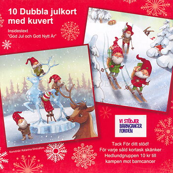 Julkort Barncancerfonden 10-pack med kuvert -  2 motiv - Katarina Vintrafors