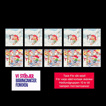 Julkort Barncancerfonden 10-pack med kuvert -  2 motiv - Inger Wikström Oredsson