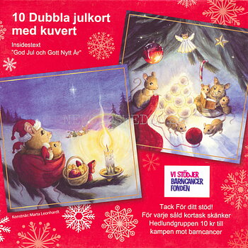 Julkort Barncancerfonden 10-pack med kuvert -  2 motiv - Märta Leonhardt