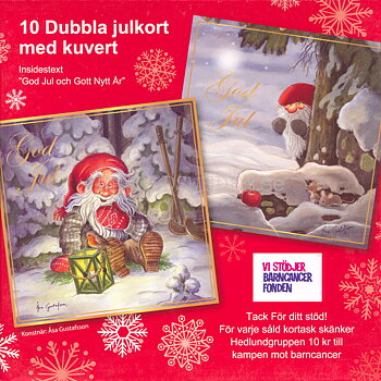 Julkort Barncancerfonden 10-pack med kuvert -  2 motiv - Åsa Gustafsson