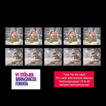 Julkort Barncancerfonden 10-pack med kuvert -  2 motiv - Åsa Gustafsson