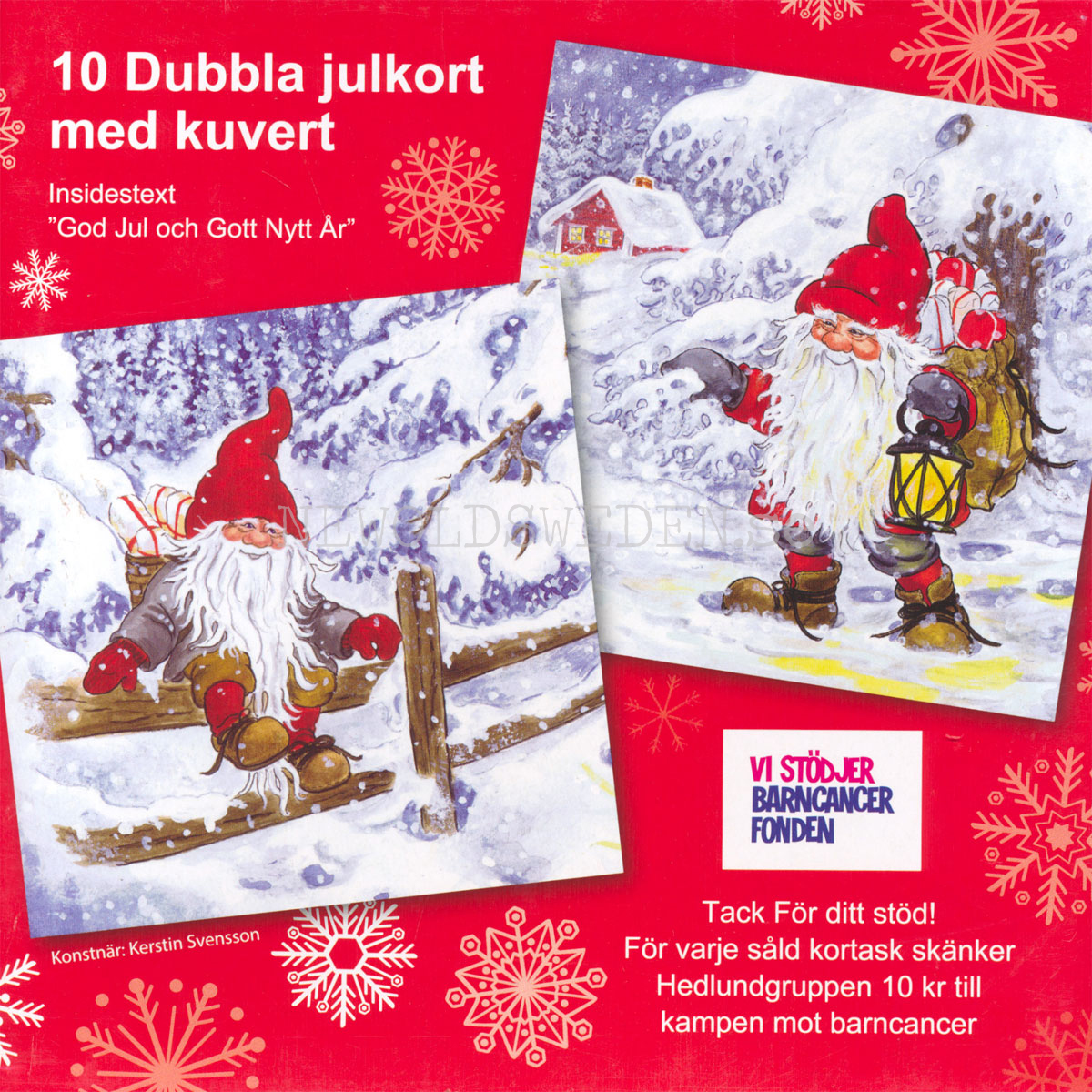 Julkort Barncancerfonden 10-pack med kuvert - 2 motiv - Kerstin Svensson - 2