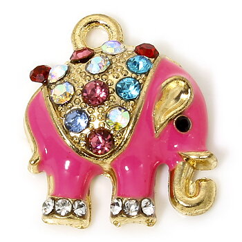 Berlock , Emaljerad elefant m strass, Cerice