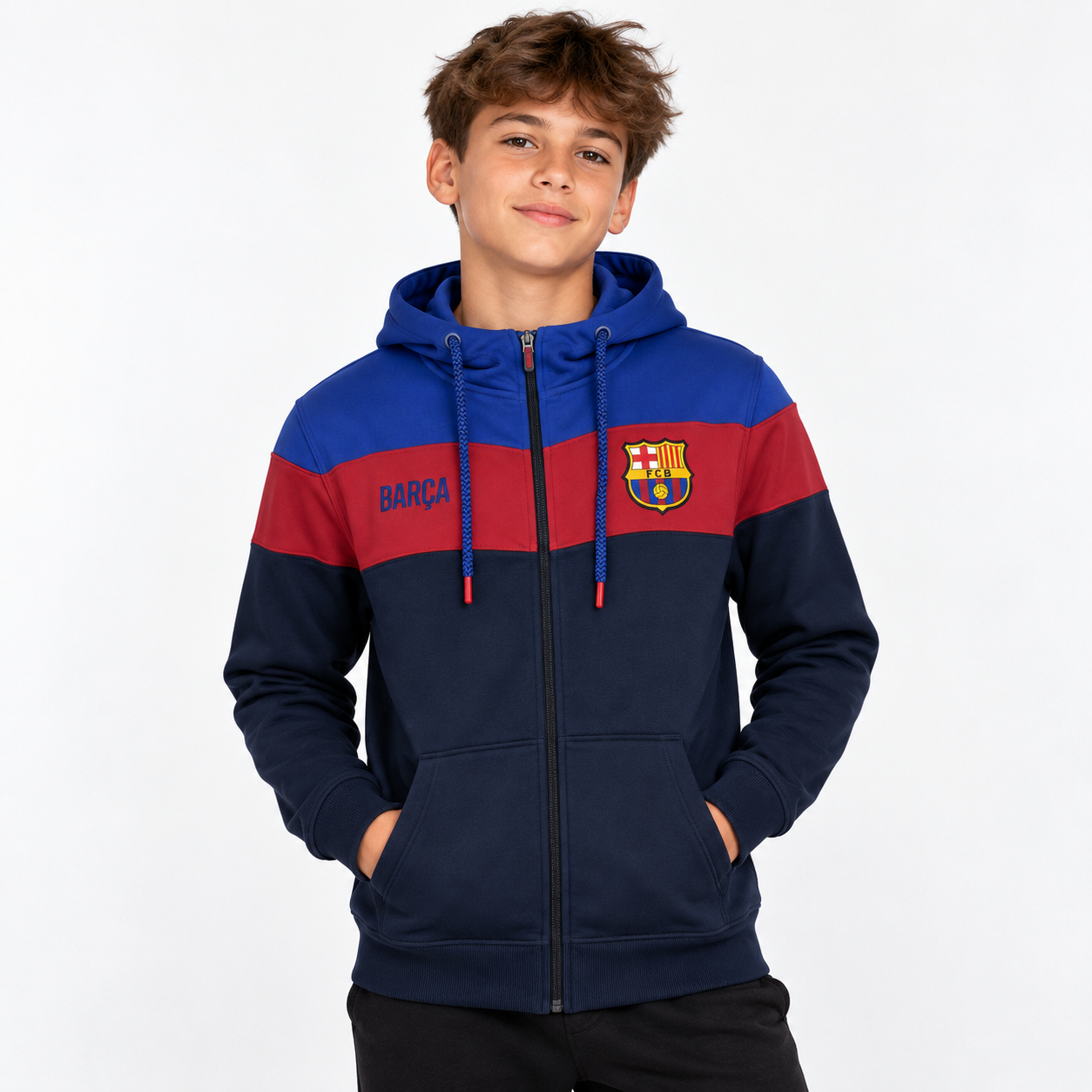 FC Barcelona Hoodie Dragkedja Junior - 2