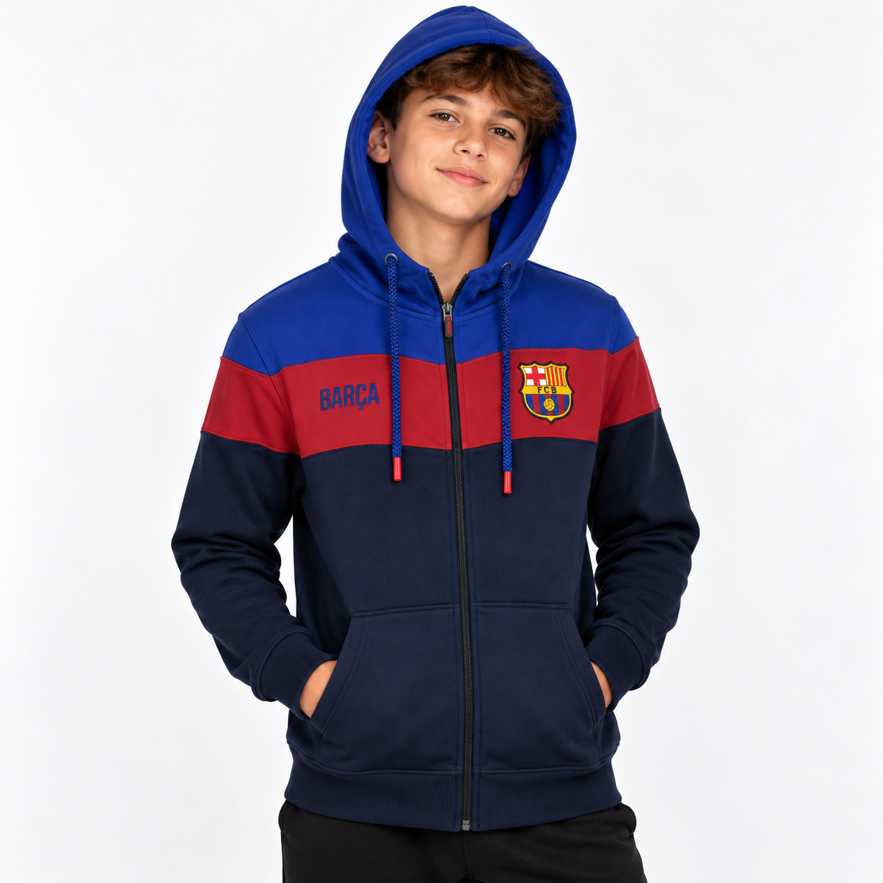 FC Barcelona Hoodie Dragkedja Junior - 3