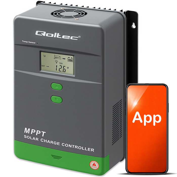 MPPT solcellsregulator 60A - 12/24V - Med Bluetooth - Qoltec