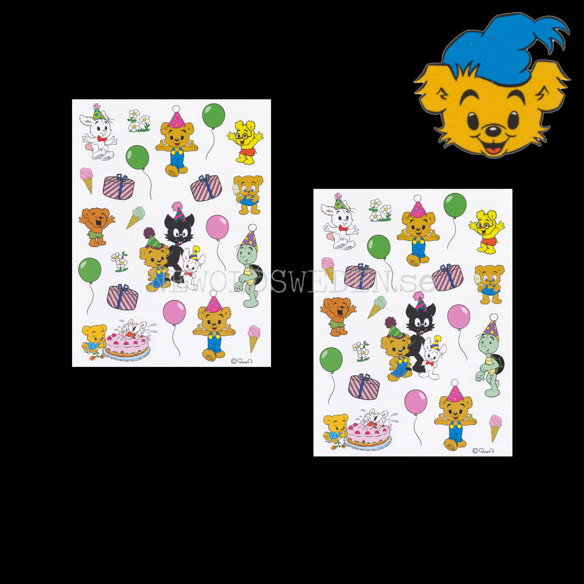 BAMSE STICKERS 44 stycken - PARTY MED BAMSE