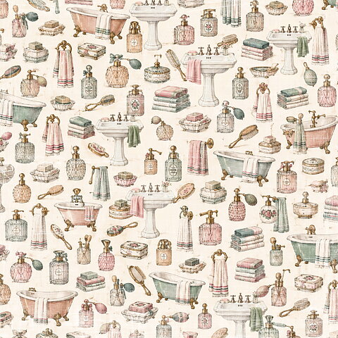 Papper Scrapbooking  Reprint -Pretty little things  - Bathroom -  12x12 (30,5 x 30,5 cm)