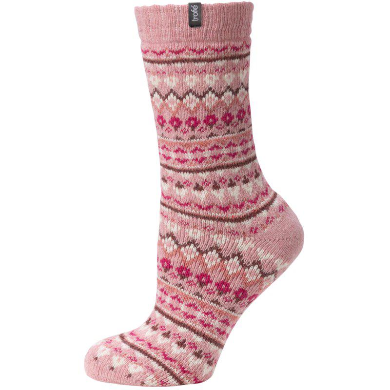 Mönstrad raggsocka i ullmix -rosa - 3