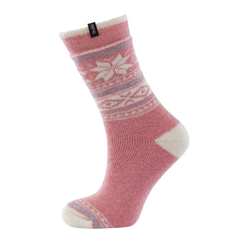 Mönstrad raggsocka i ullmix med stjärna-rosa - 3