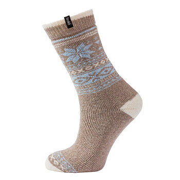 Mönstrad raggsocka i ullmix -brun