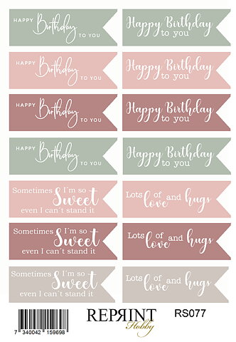 Stickers Reprint -  Pretty little things Engelsk text  -  11x16 cm