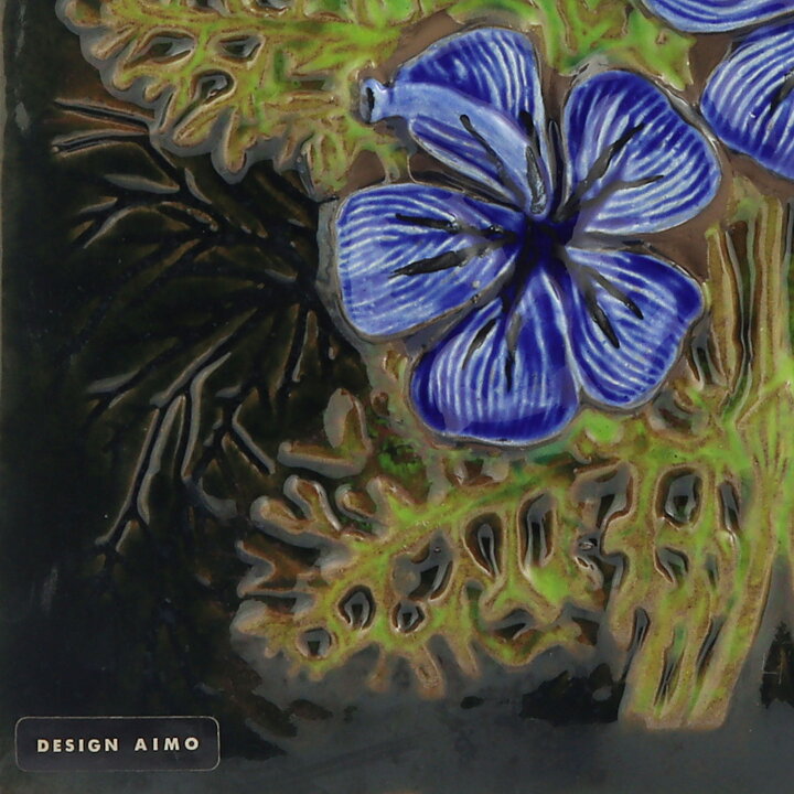 Aimo Nietosvuori (1970s) Rectangular Wall Plaque with Blue Flower Motif 30 cm #858