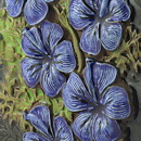 Aimo Nietosvuori (1970s) Rectangular Wall Plaque with Blue Flower Motif 30 cm #858
