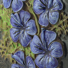 Aimo Nietosvuori (1970s) Rectangular Wall Plaque with Blue Flower Motif 30 cm #858