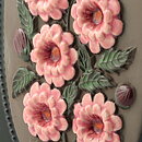 Aimo Nietosvuori (1970s) Rectangular Wall Plaque with Pink Flower Motif 34 cm #864