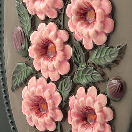 Aimo Nietosvuori (1970s) Rectangular Wall Plaque with Pink Flower Motif 34 cm #864